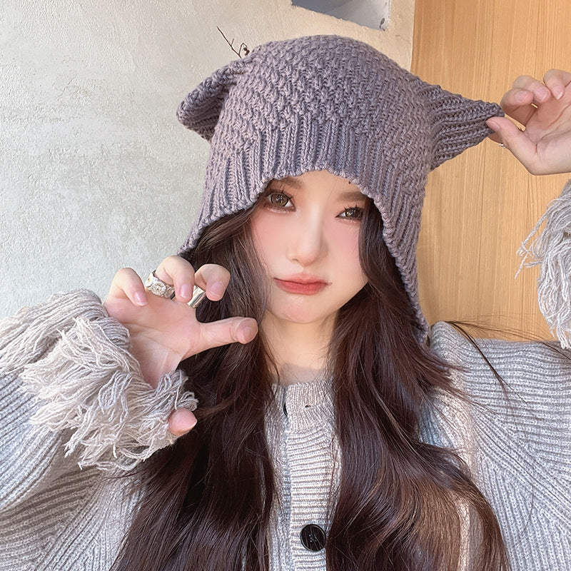 Women's Autumn And Winter Cute Earflaps Woolen Cap