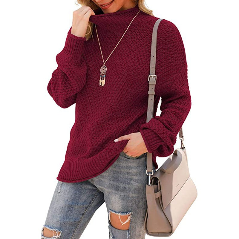 Half Turtleneck Plus Size Batwing Long Sleeve Pullover Loose Sweater