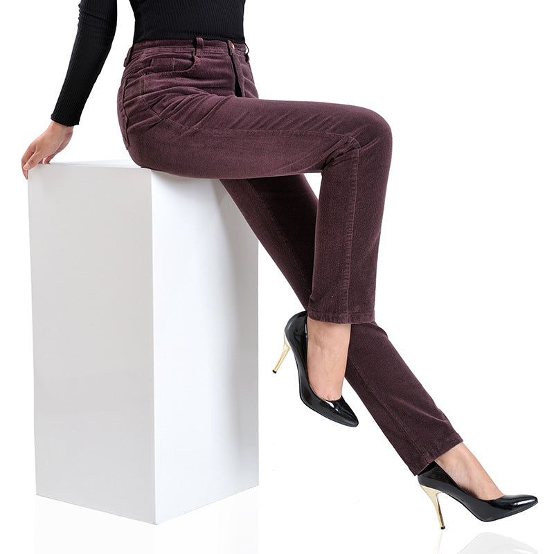 Stretch Loose Straight Leg Pants Corduroy Casual Cotton