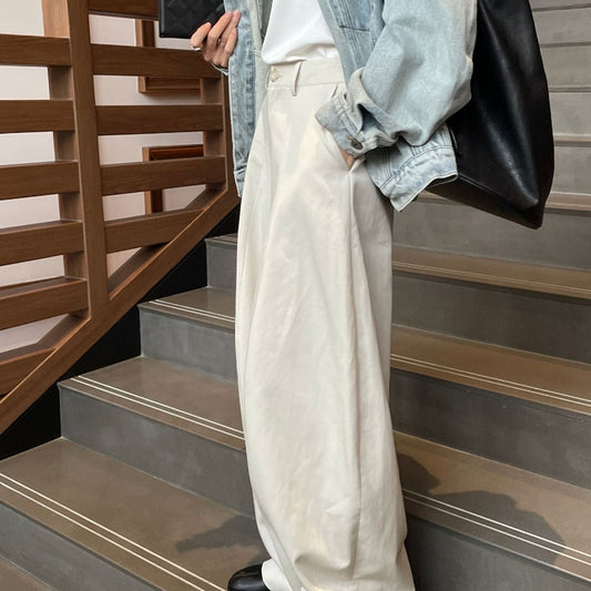 Loose All-match High Waist Commuter Straight-leg Trousers