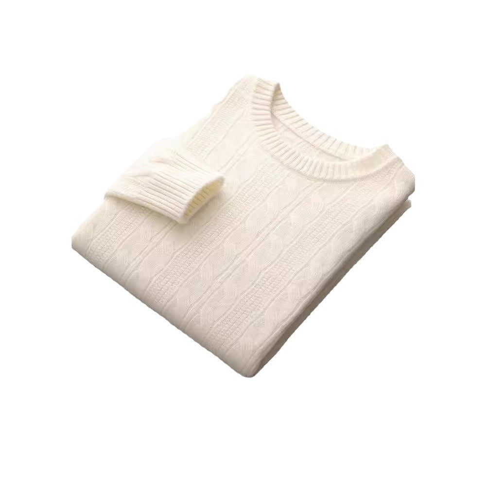 Rundhalset Kaschmirtrøje til Mænd Langærmet Pullover Klassisk