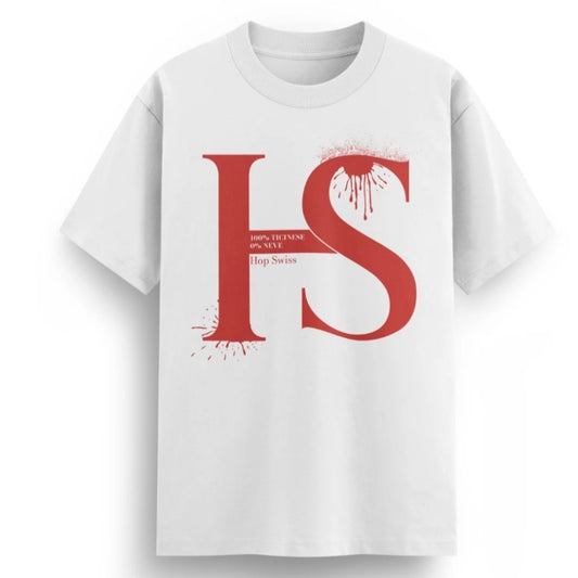 Short Sleeve Solid Color White Printed T-shirt For Women