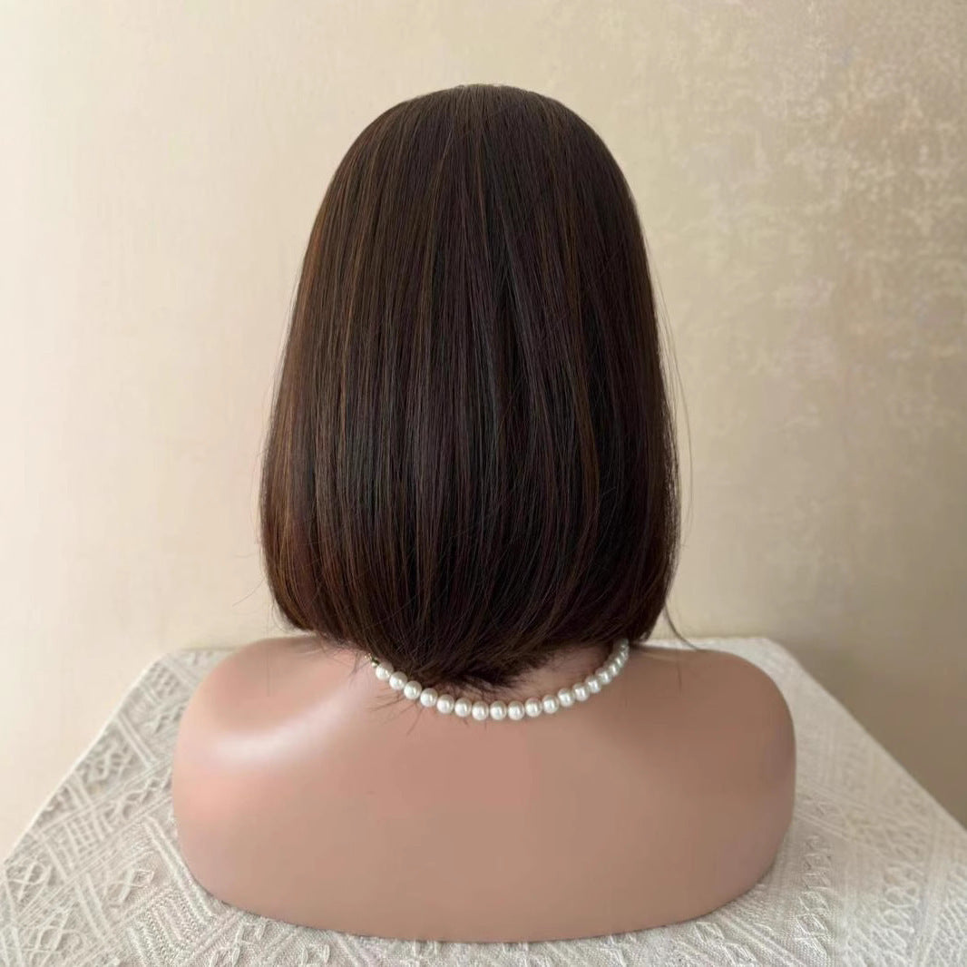 Lady's Brown Lace Wig With Inner Layer Gradient