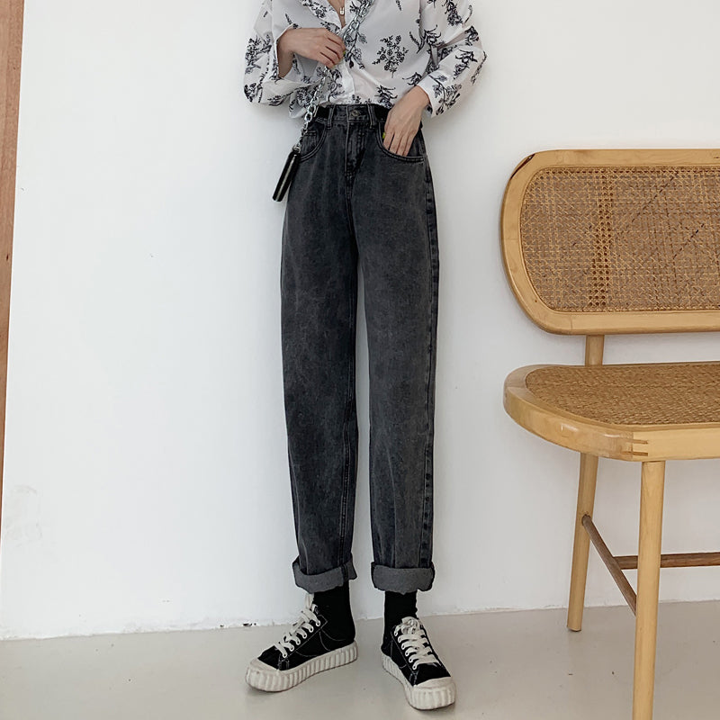 High-rise smoky grey jeans