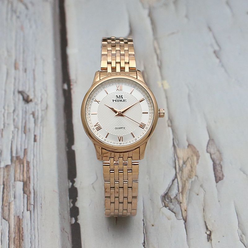 Waterproof Men's Gold Watch Fashion Gun Color Steel Band Quartz Watch