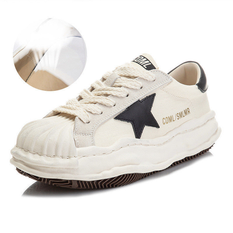 Women's Thick Sole Shoes Leather Shell Toe Dissolve