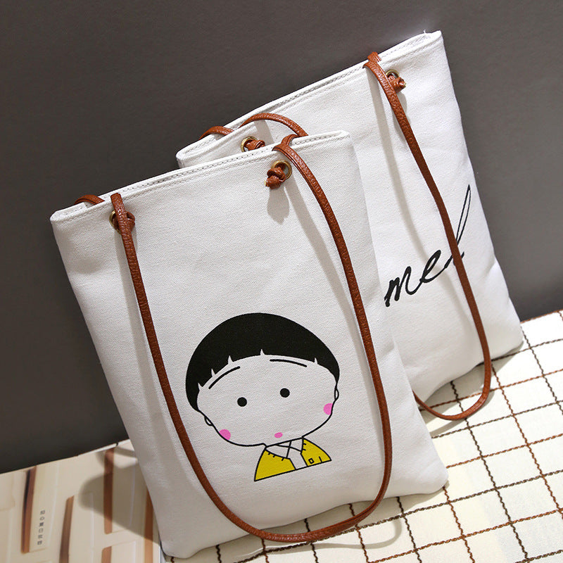 The new Korean alphabet printed Canvas Handbag Shoulder canvas bag student bag female canvas bag cloth female fashion tide
