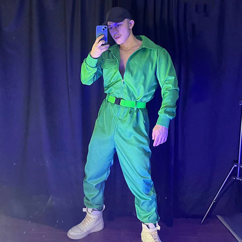 Nightclub Bar Male And Female Singer Suit Green Hip Hop