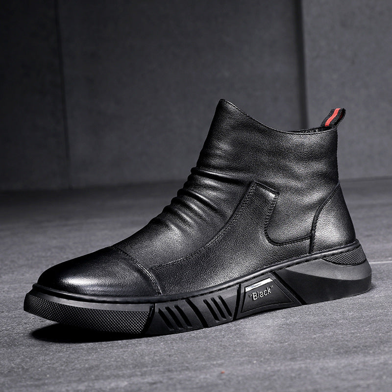 Mid-Cut Short Boots Tooling Men's Shoes Military Boots High-Top Leather Men's Boots