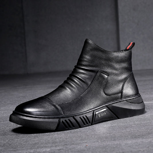 Mid-Cut Short Boots Tooling Men's Shoes Military Boots High-Top Leather Men's Boots