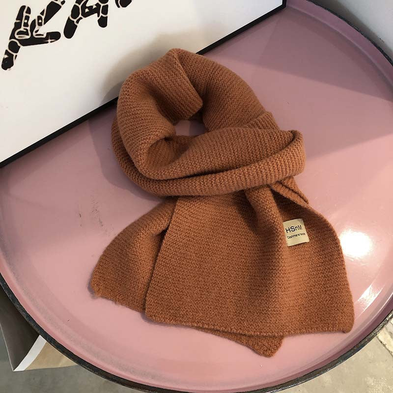 Pure Color Soft Knitted Women's All-match Warm Scarf