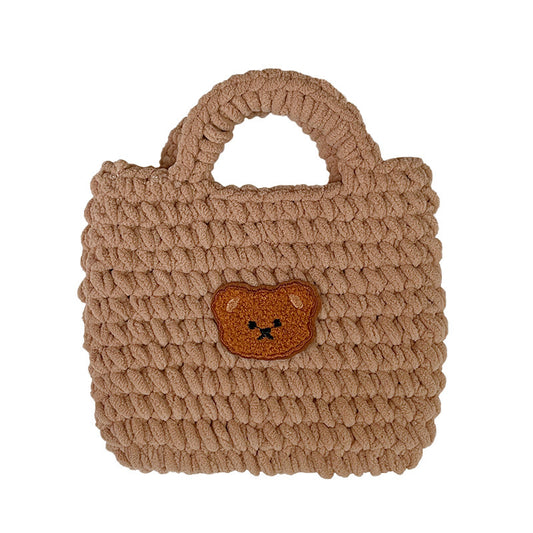 Hand-woven Ice Strip Thread Bear Handbag