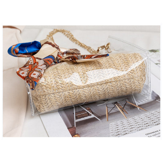 Jelly Bag Transparent Shoulder Bag Straw Woven