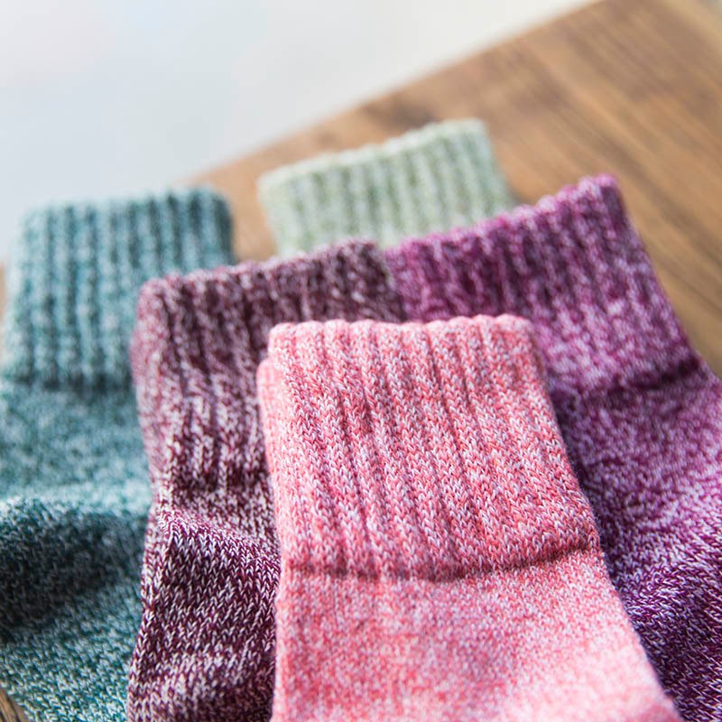 Women Socks Winter Thermal   5 Pairs  Thick Socks Cotton Breathable Female Solid Casual 3d Ladies Casual Home Socks