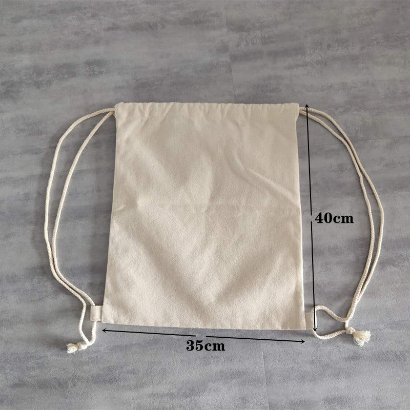 Pure Color Simple Blank Canvas Shoulder Bag Student Drawstring Backpack Drawstring Canvas Bag