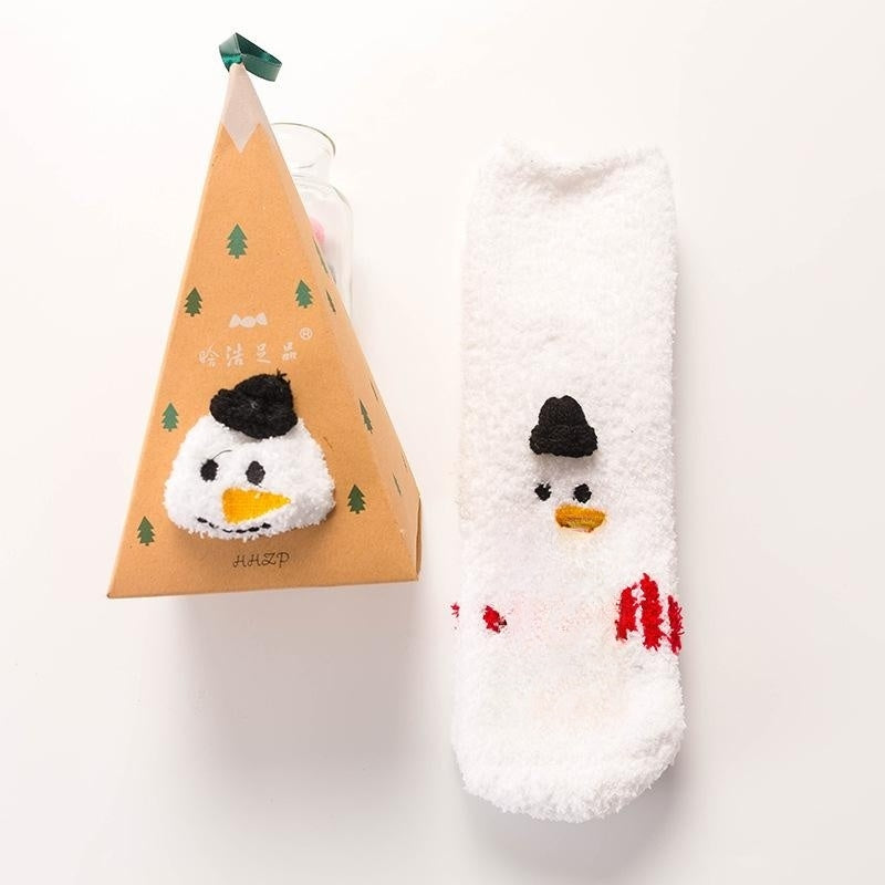 Coral Fleece Tube Winter Thickened Women's Christmas Stockings Cute Cartoon Maternity Socks