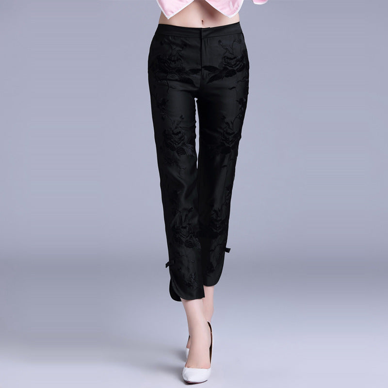 The New Embroidery Casual Slimming Nine-point Pants Trend