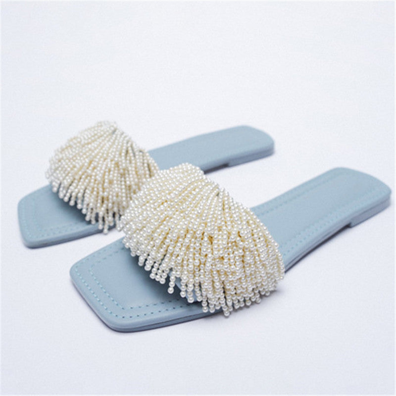 Women's New Resort Pearl Flat Roman Sandals