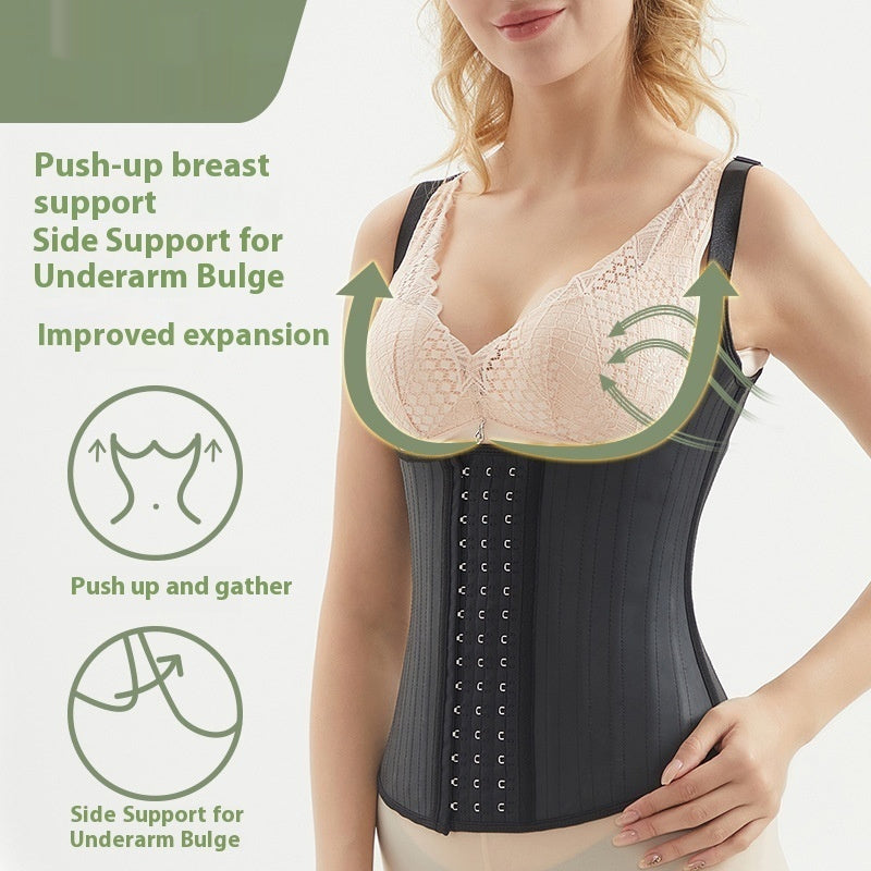 25 Bone Glossy Rubber Shoulder Strap Corset