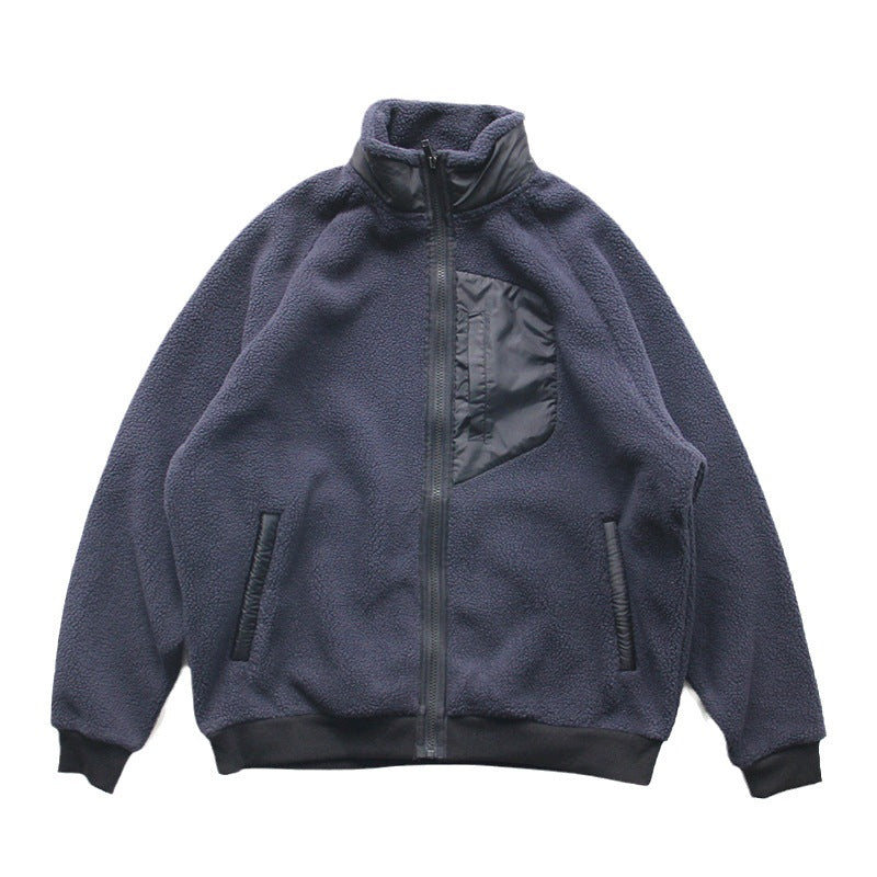 Men's Double-sided Polar Fleece Thickening Stand Collar Cashmere Hoodie