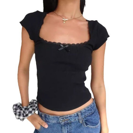 Women's Thread Outer Wear Solid Color Simple Short Sleeve