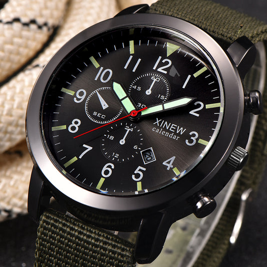 Men's Watch Nylon Band Calendar Quartz Watch