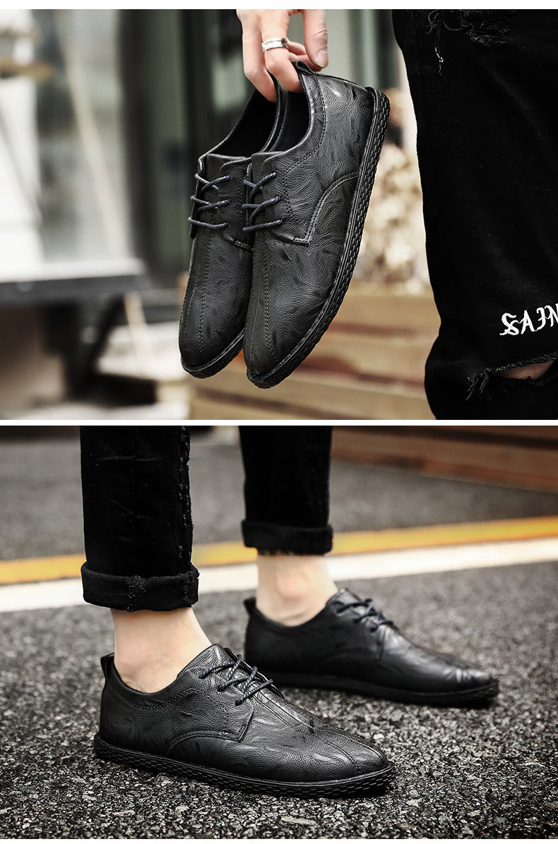 Men's casual leather shoes men's wild Peas