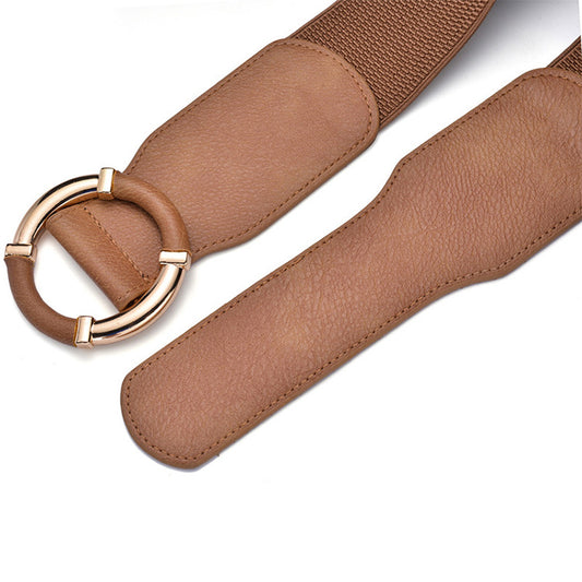 Ring Buckle Elastic Elastic Waist Waist Protection Dress Wide Belt
