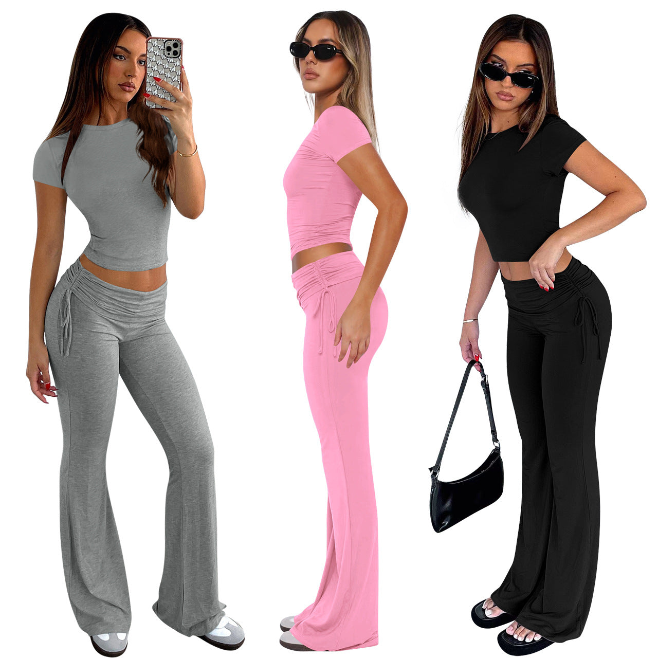 Stylish 2-piece Set Featuring A Waist-cinching Drawstring