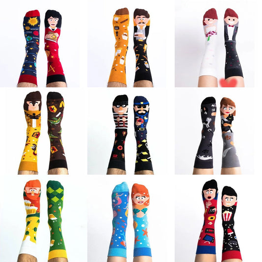 Mandarin Duck  Asymmetric Ab Socks Mid Tube Jacquard
