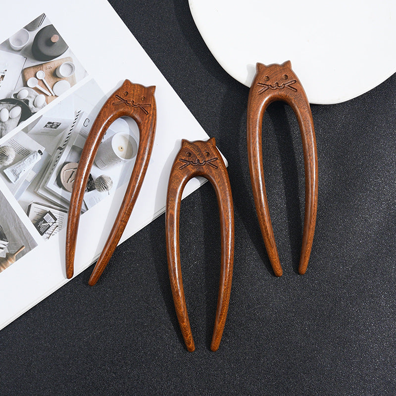 Wooden Women's Chinese Style Headdress Animal Hairpin