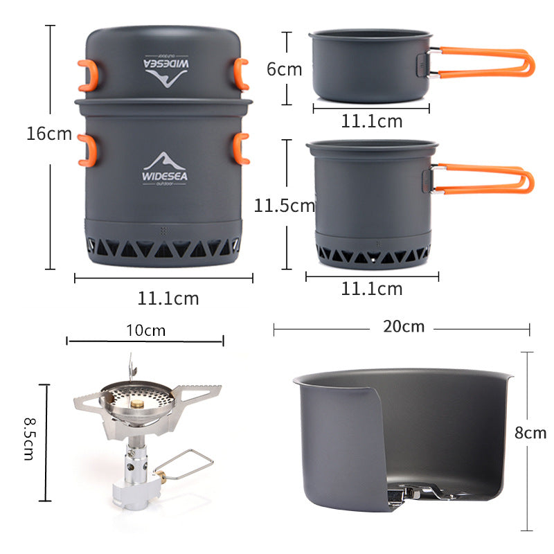 Widesea Outdoor Cookware Set Heat-Collecting Energy-Boosting Camping Cooking Gear
