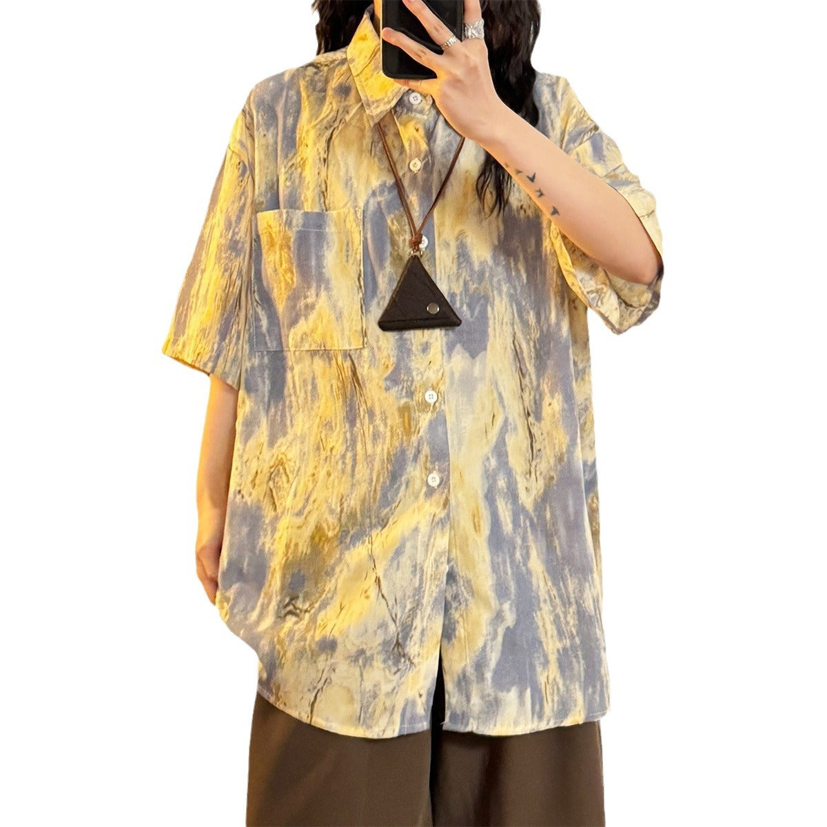 Design Sense Niche Tie-dyed Shirt Short Sleeve Shirt