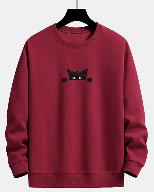 Kreativt katteprint Sød kat Rundhalset sweater