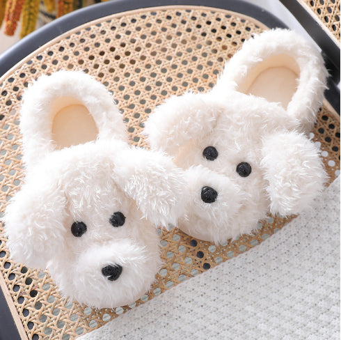 Scrawl Puppy Autumn Warm Closed Toe Indoor Home Cotton Slippers