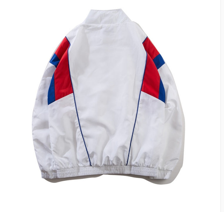 Contrast color stitching windbreaker men's thin trend hip hop jacket men's tide brand hiphop jacket