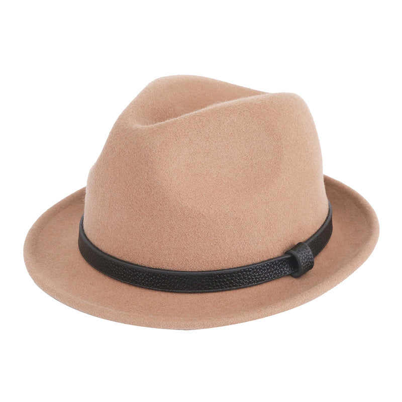 Autumn And Winter Pure Wool Rolled Edge Short Brim Bell British Gentleman Hat