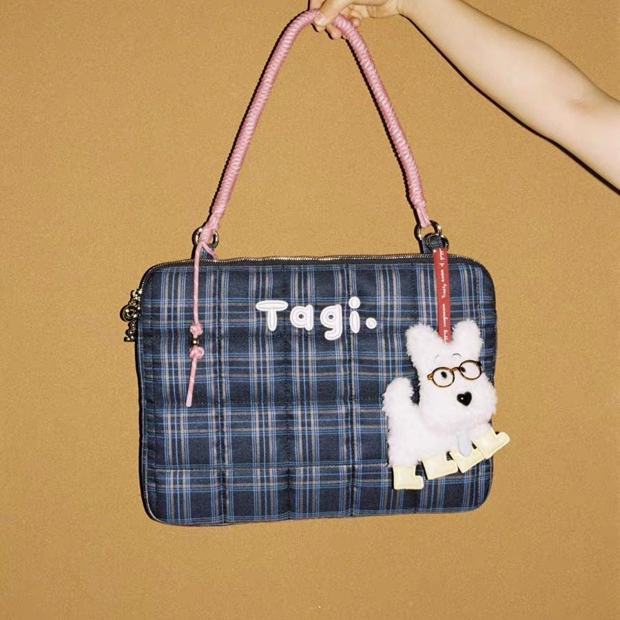 Plaid Tote One Shoulder Laptop