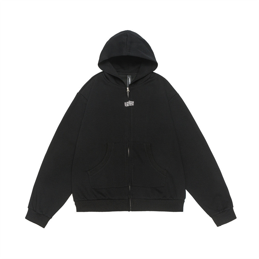 Simple Letter Embroidery Hooded Loose Sweater Men