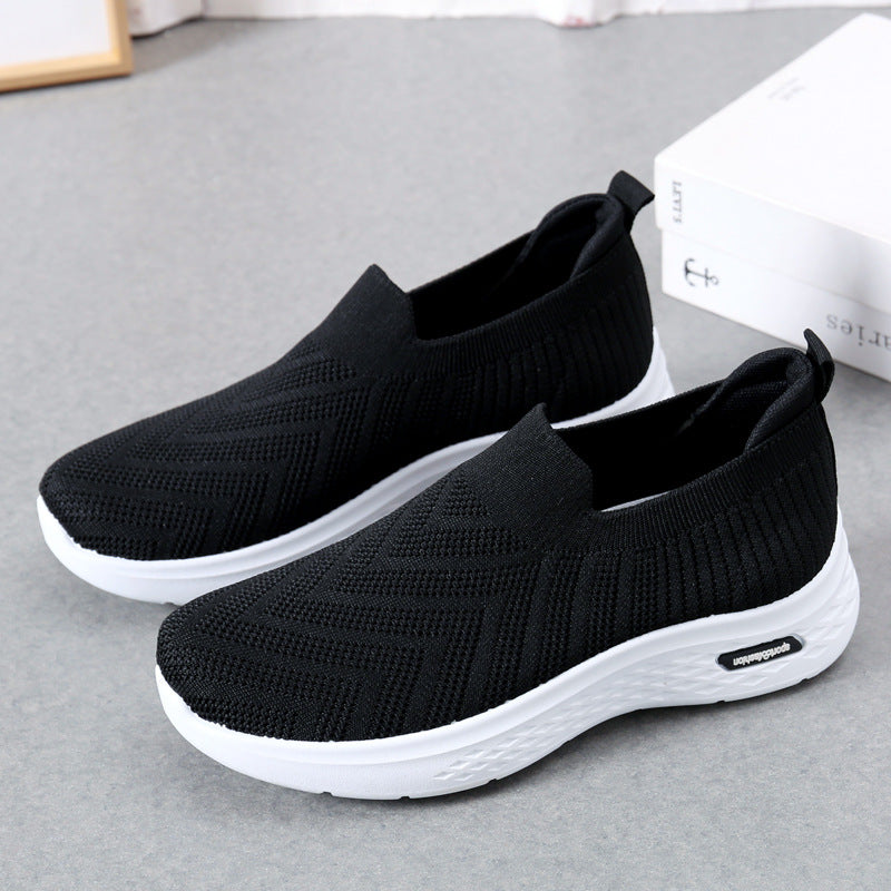 Afslappede mesh-sko strømpesko slip-on flade sko til kvinder sneakers afslappede bløde såler gåsko sportssko