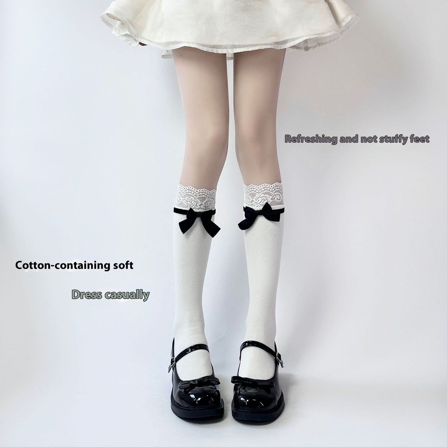 Japanese Jk Bowknot Sweet Lace Lolita Socks Mid-calf