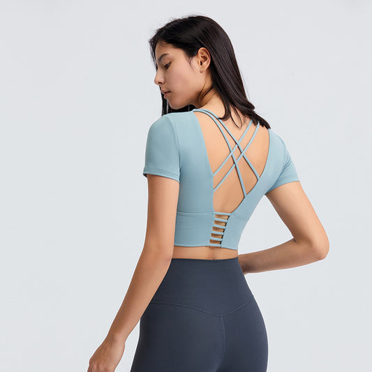 Outdoor Leisure Short Summer Women With Chest Pad Yoga T-shirt