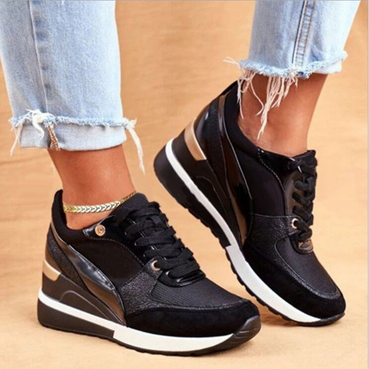 Color Matching Spring Low Cut Daily Black Breathable Female Round Toe Women's Shoes