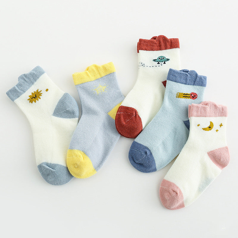 Breathable Mesh Children's Socks Cartoon Three-dimensional Cotton