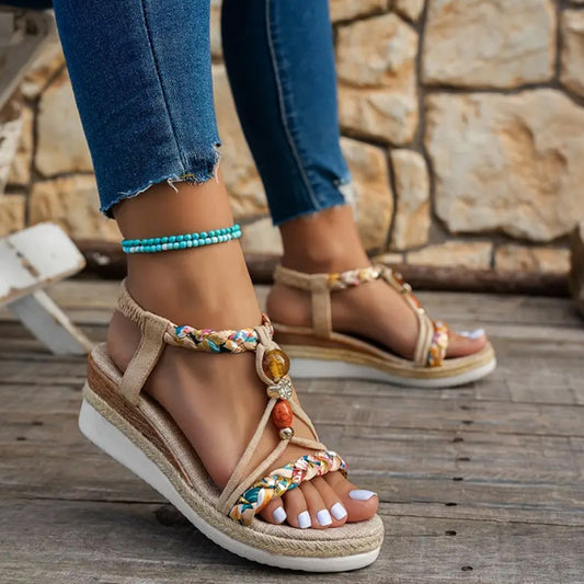 Fashion Platform Women's Hemp Rope Woven Sandals