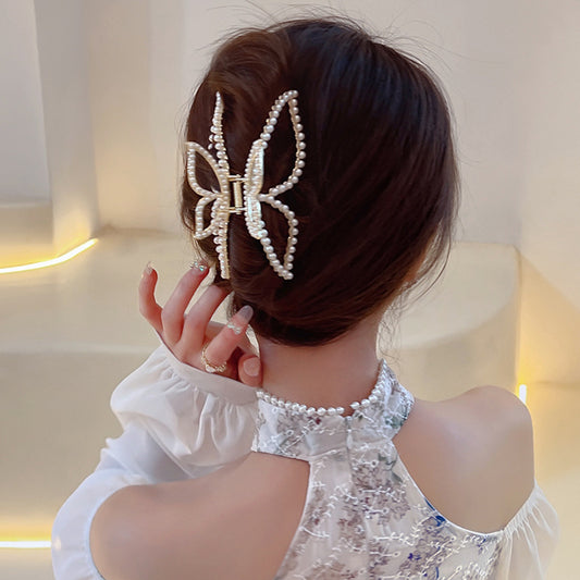 Women's New Temperament Pearl Butterfly Clip