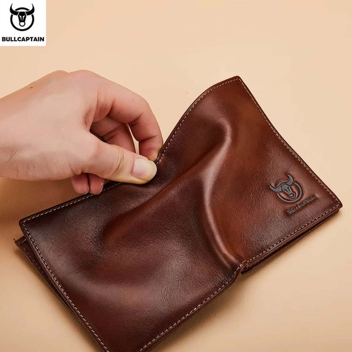New 100% Leather Men'S Wallet High Quality Product Leather Men'S Wallet Multifunctional Card Slot Short Wallet QB017