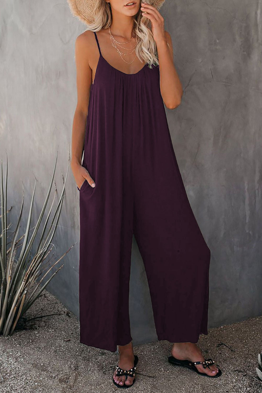 European And American Suspender Jumpsuit Women's New Solid Color
