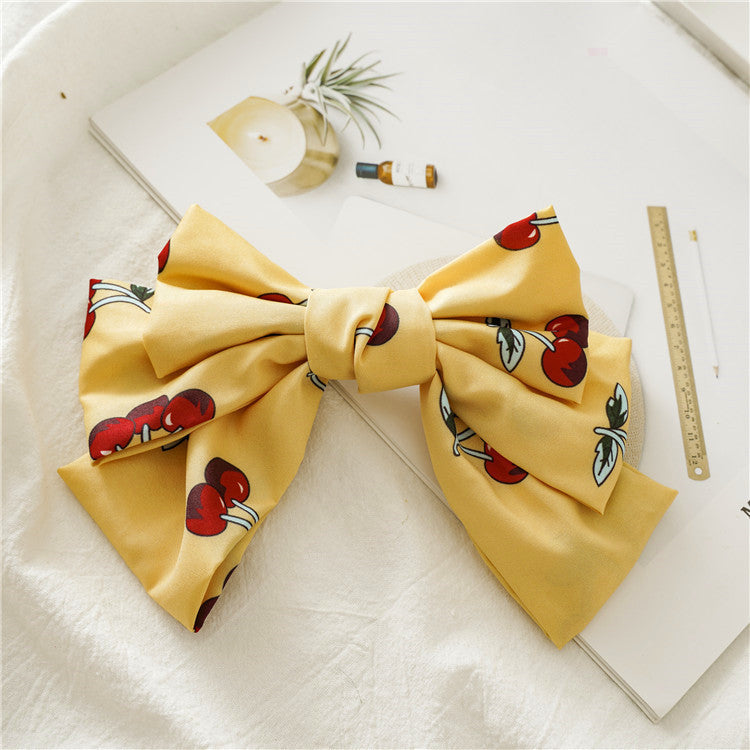 Oversized Chiffon Lady Updo Fabric Spring Bow Barrettes
