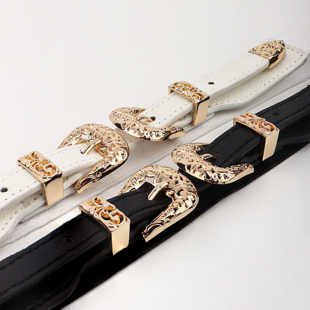 Retro Women's Thin Black Belt Decorative Coat Skirt Coat Fashion Hollowed Out Senior Sense Belt
